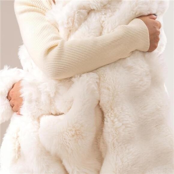 NEW West Elm Boho Ivory Faux Rabbit Fur Plush Throw Blanket Bedding - 50" x 60" - Picture 5 of 11